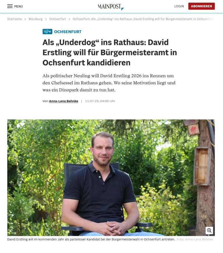 Main-Post Artikel: David Erstling aus Ochsenfurt im Porträt