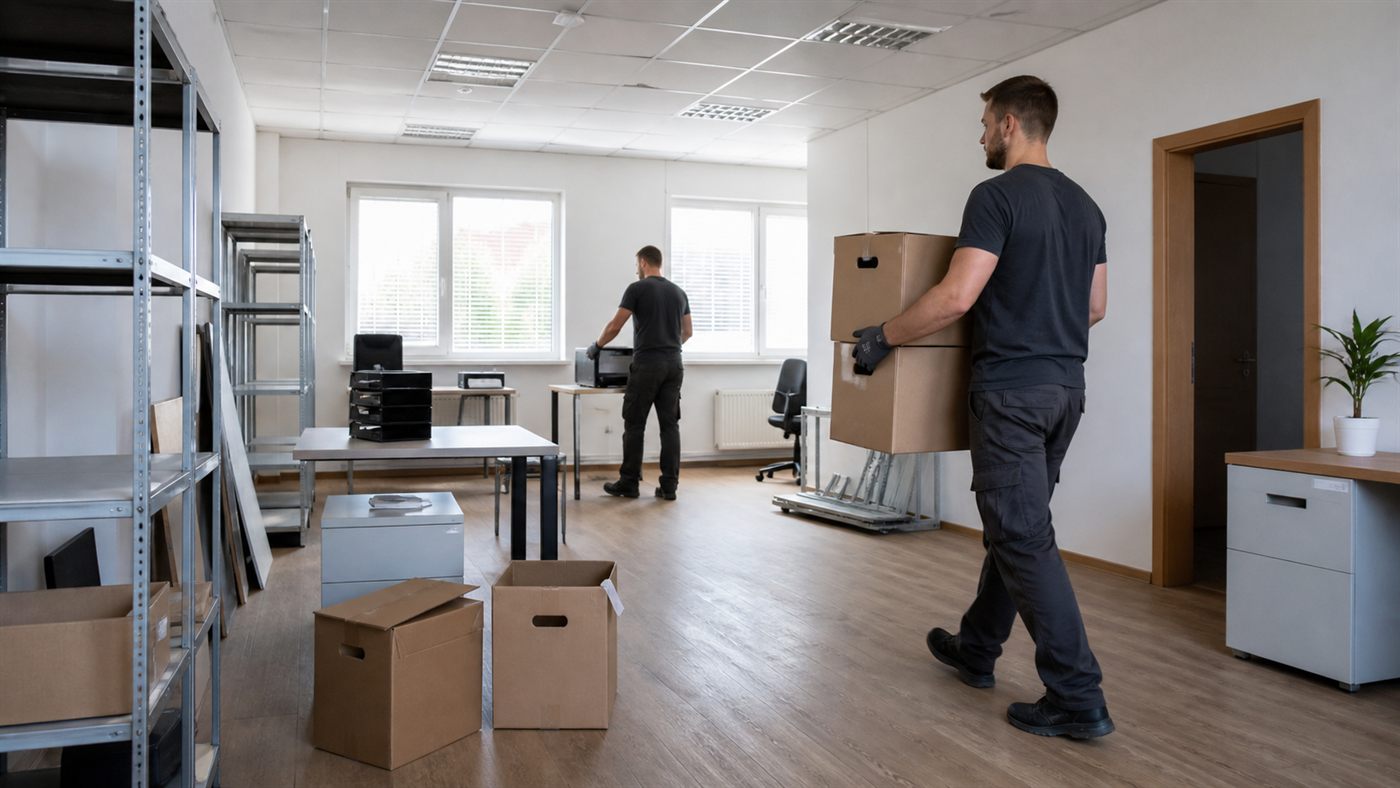 Geschäftsauflösung und Betriebsauflösung in einem geräumten Büro