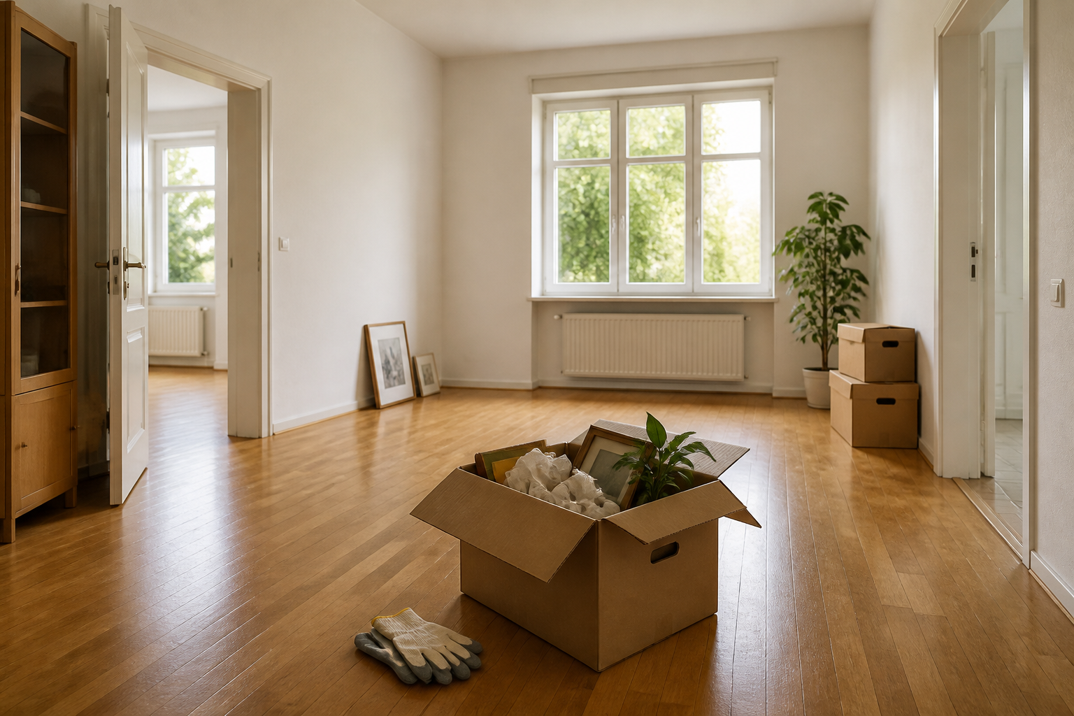 Helle geräumte Wohnung bei einer Entrümpelung in Ochsenfurt